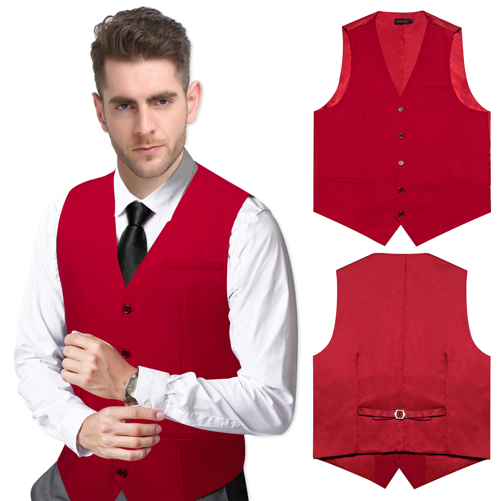 Men Formal Wear Vest - Red Wedding Dress Vest for Man