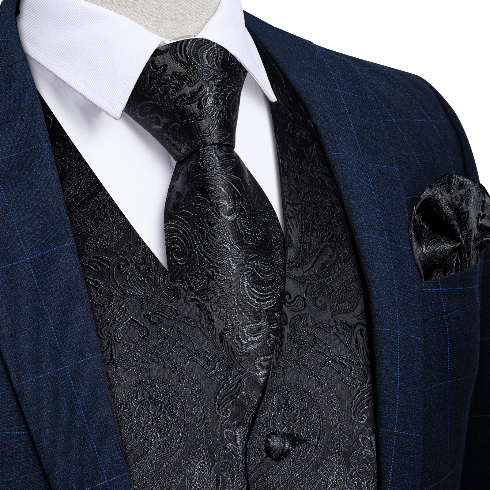 Suit Vest for Men Black Solid  - Men Formal Wear Vest avaliação e preço