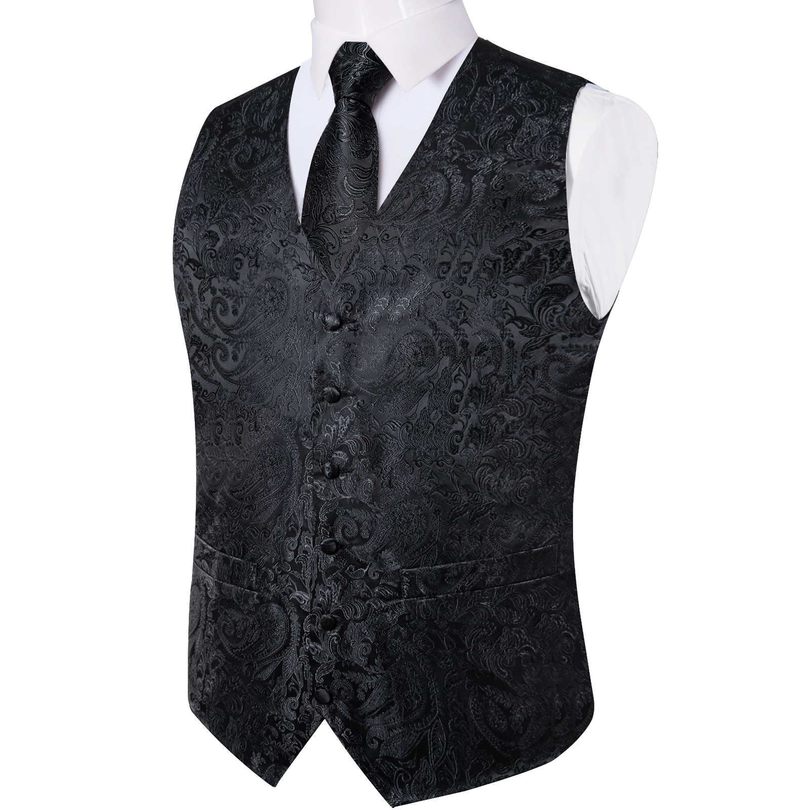 Suit Vest for Men Black Solid  - Men Formal Wear Vest avaliação e preço