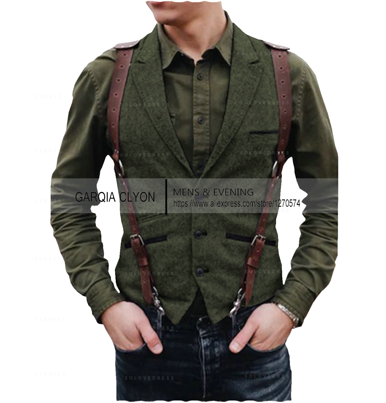 Lapel Neck  Herringbone Men's  - Men Formal Wear Vest avaliação e preço