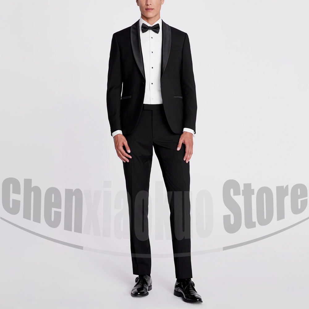 Black Men Suits 2 Piece Fashio - Men Formal Wear 2025 avaliação e preço