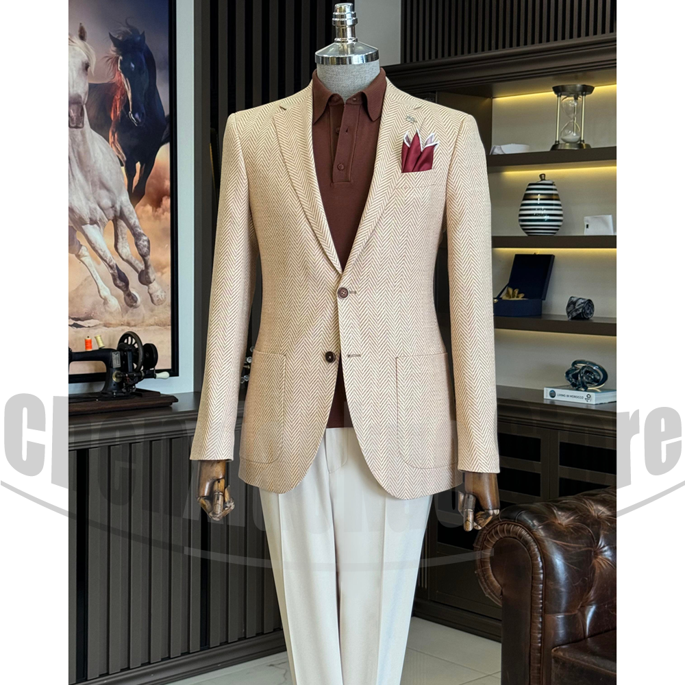 Fashion Herringbone Men Suits  - Men Formal Wear 2025 avaliação e preço