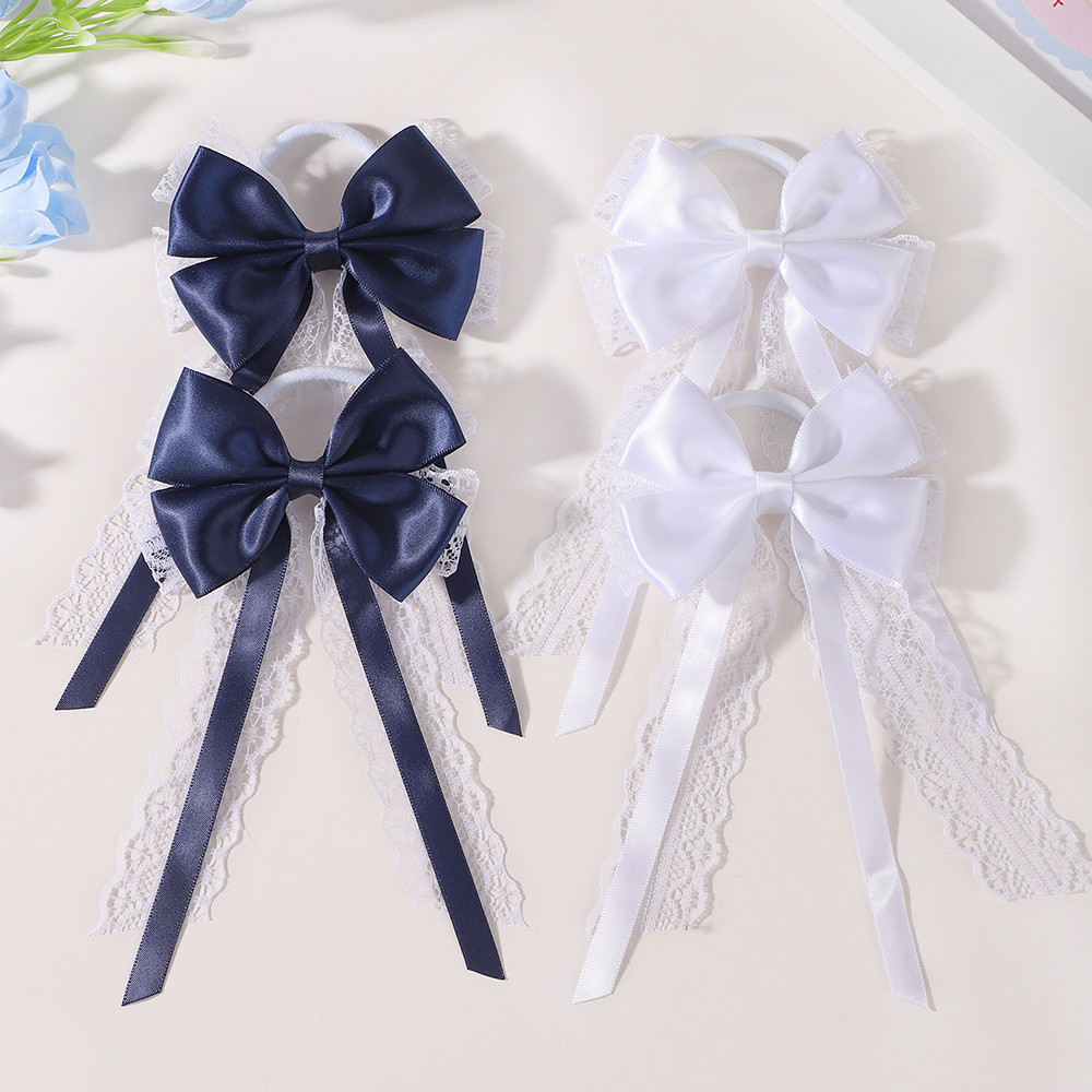2Pcs Satin Lace Long Tail Bow  - Satin Bow Tie avaliação e preço