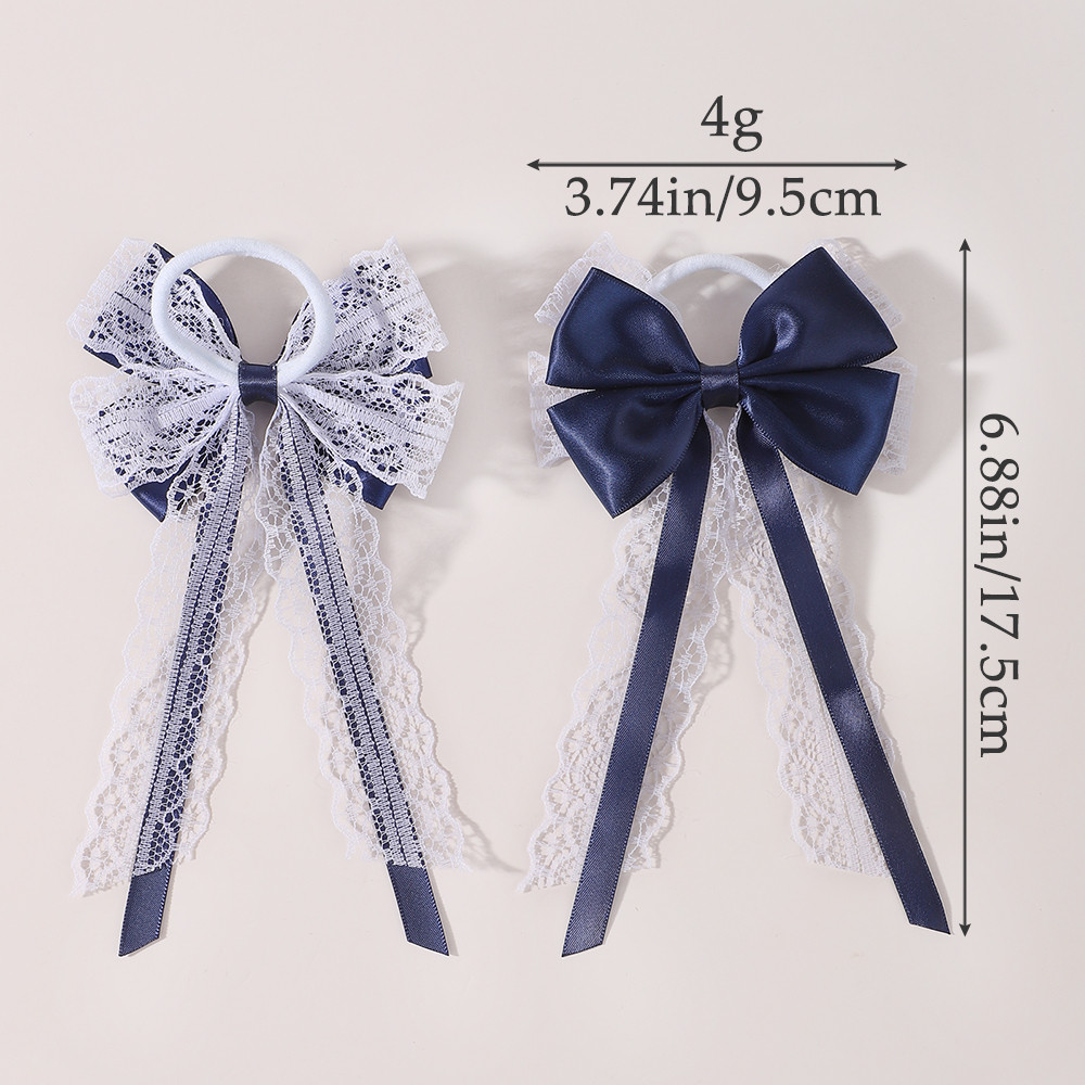 2Pcs Satin Lace Long Tail Bow  - Satin Bow Tie avaliação e preço