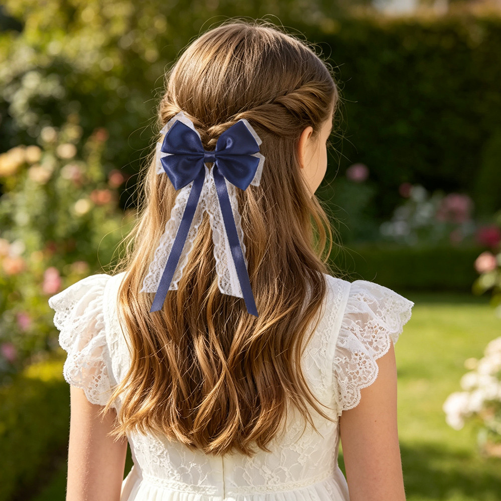 2Pcs Satin Lace Long Tail Bow  - Satin Bow Tie avaliação e preço