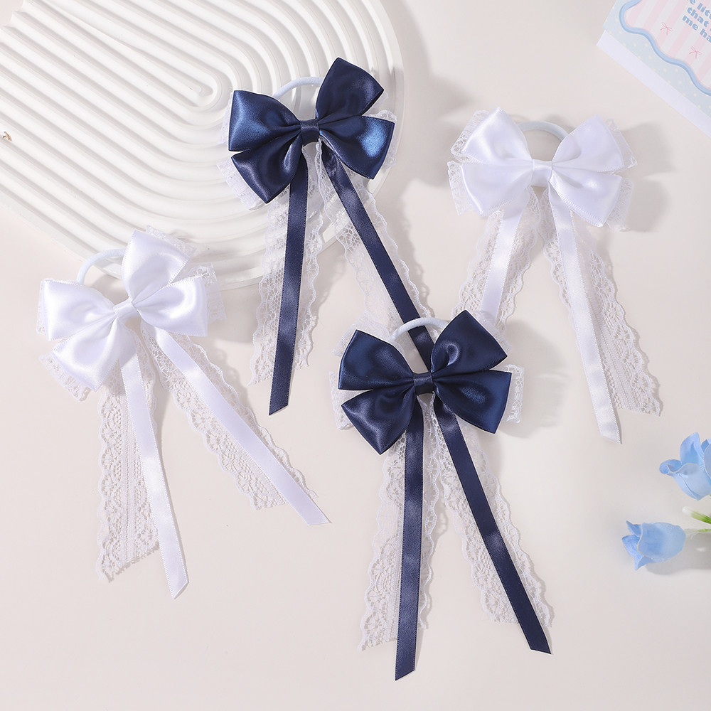 2Pcs Satin Lace Long Tail Bow  - Satin Bow Tie avaliação e preço