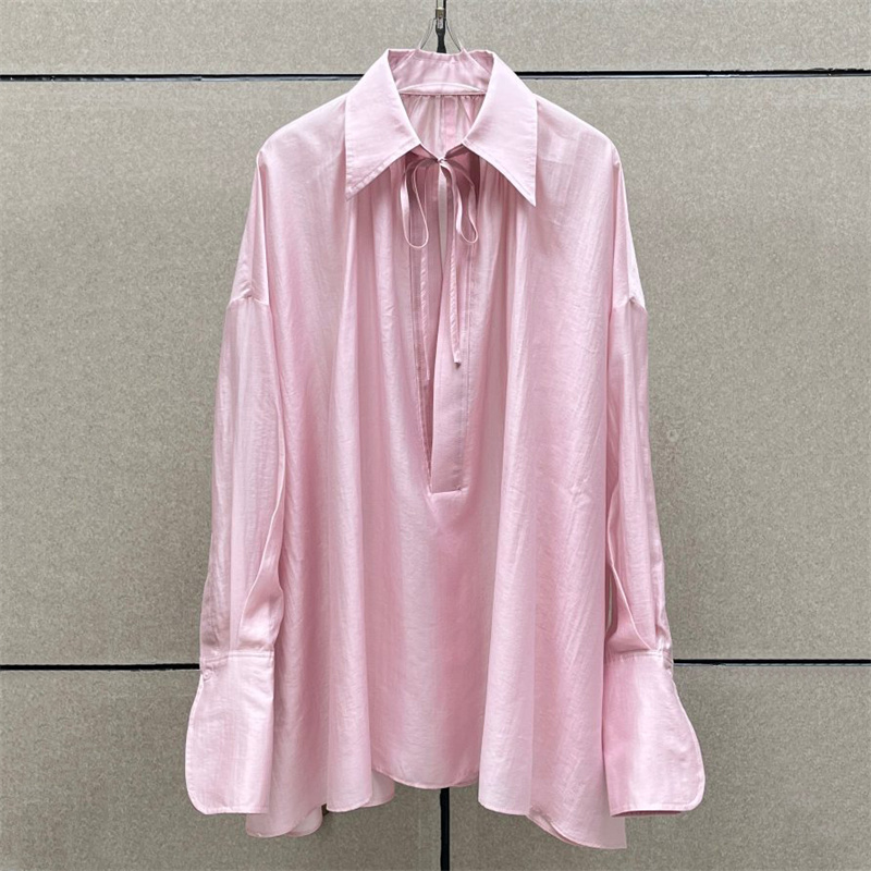 Women's shirt 2026 summer new  - Satin Bow Tie avaliação e preço