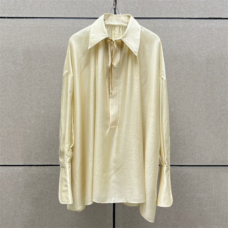 Women's shirt 2026 summer new  - Satin Bow Tie avaliação e preço