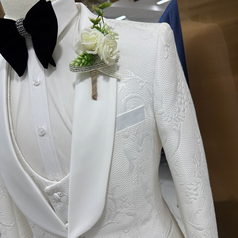 Men Wedding Suit White 3 Piece - Men Formal Wear Pants avaliação e preço