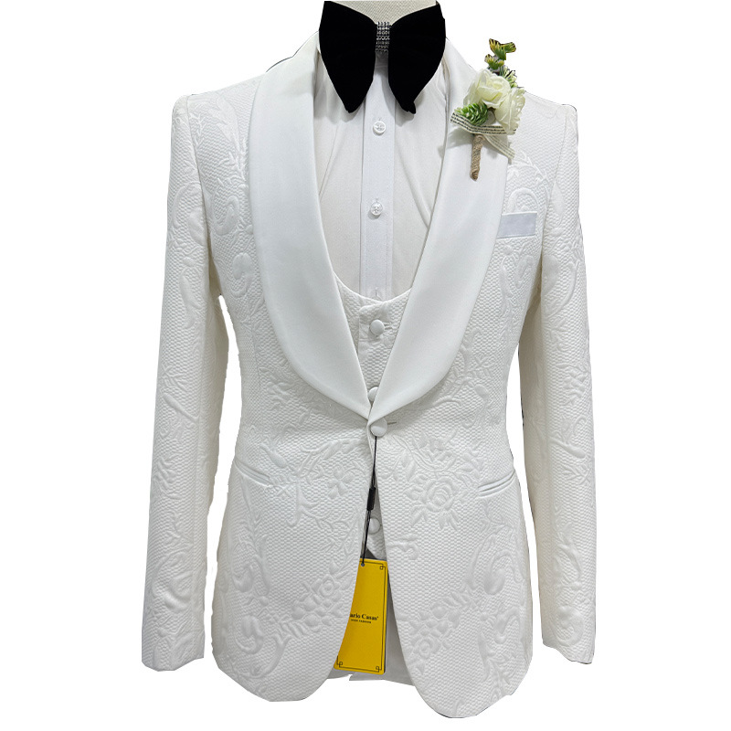 Men Wedding Suit White 3 Piece - Men Formal Wear Pants avaliação e preço