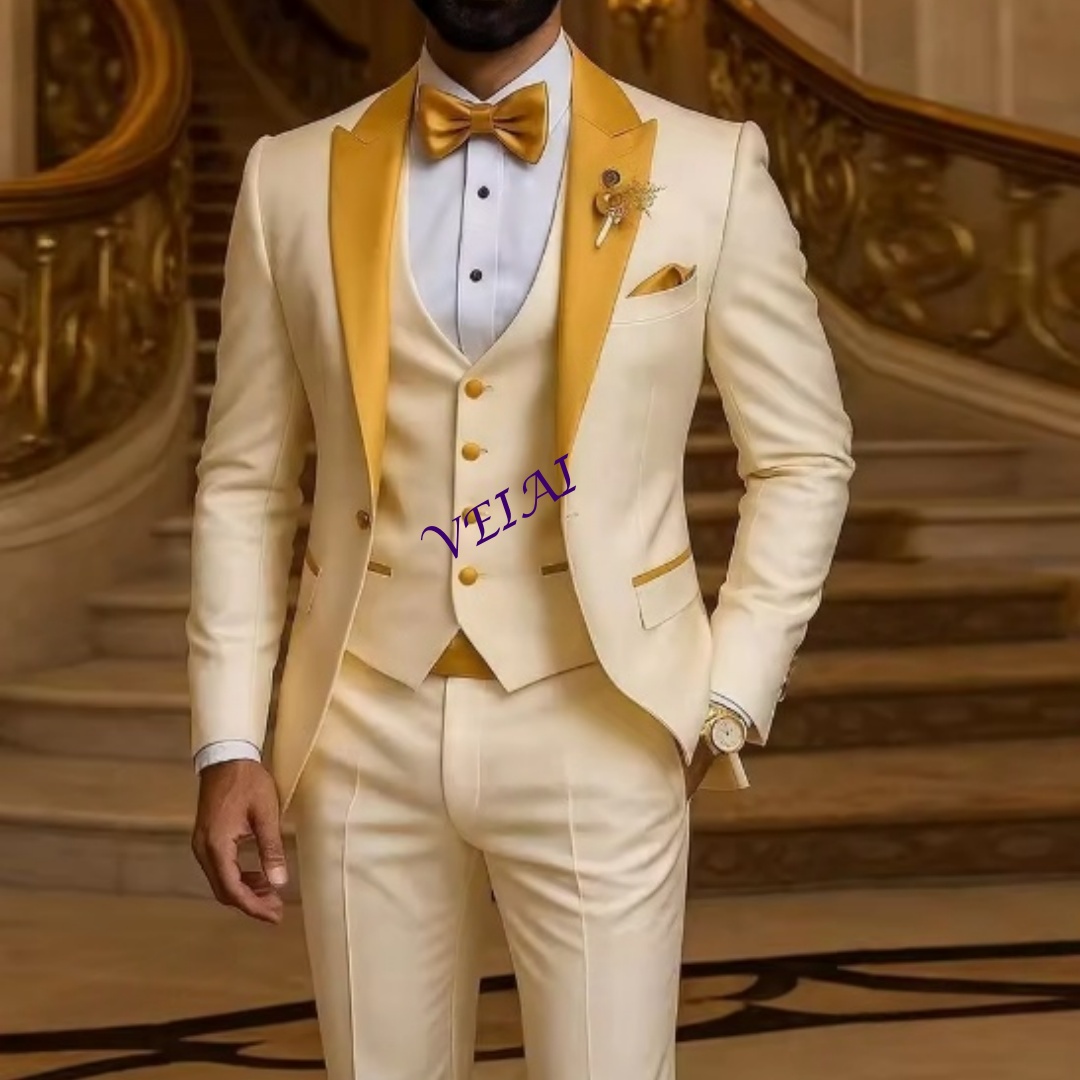 CustomizedGold Collar Ivory Me - Men Formal Wear Vest avaliação e preço