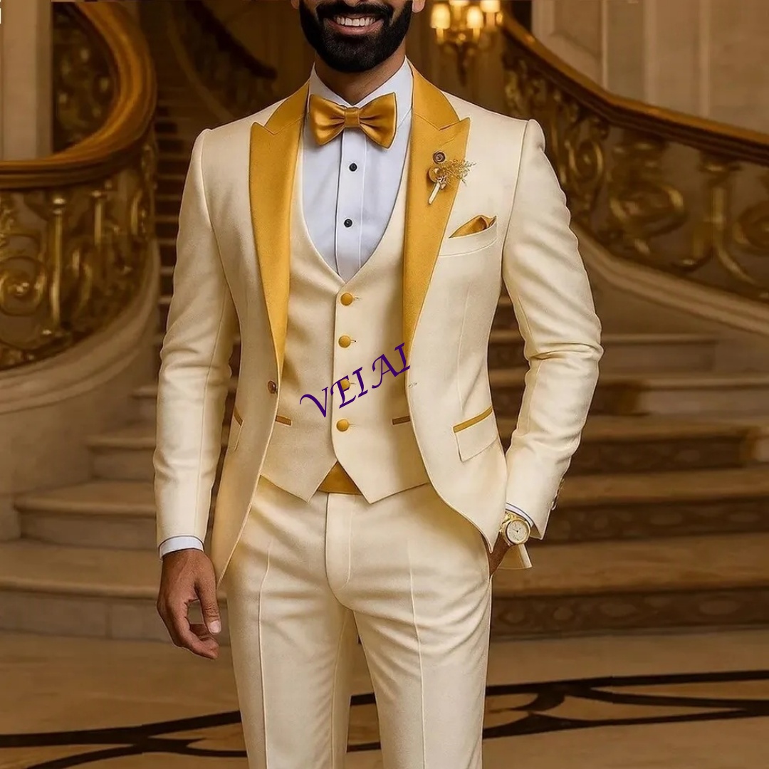 CustomizedGold Collar Ivory Me - Men Formal Wear Vest avaliação e preço