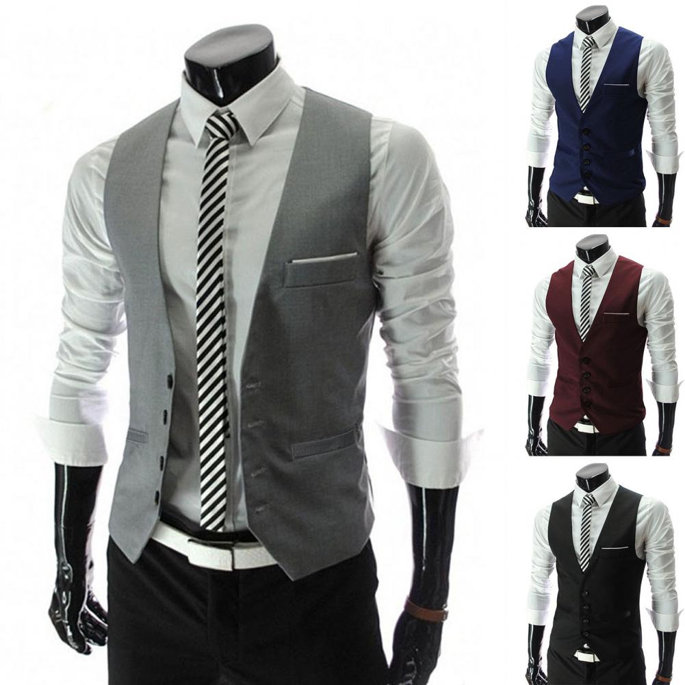 Men Vest Single Breasted Suit  - Men Formal Wear Vest avaliação e preço