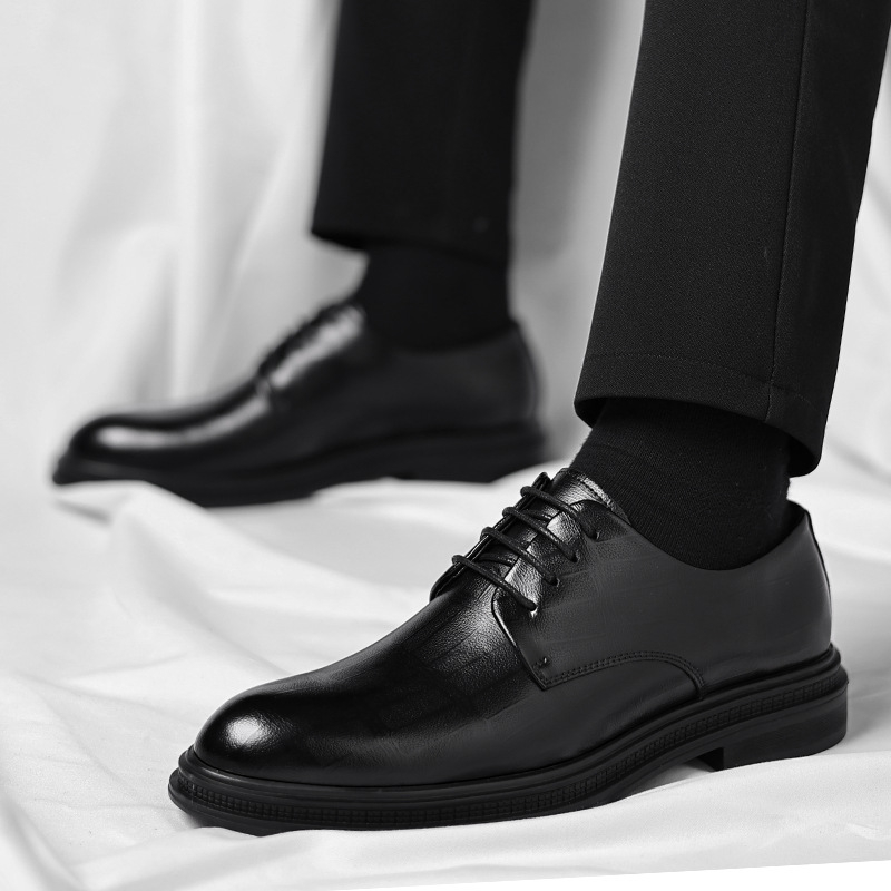 Mens Black Textured Leather Po - Men Formal Wear All Black avaliação e preço