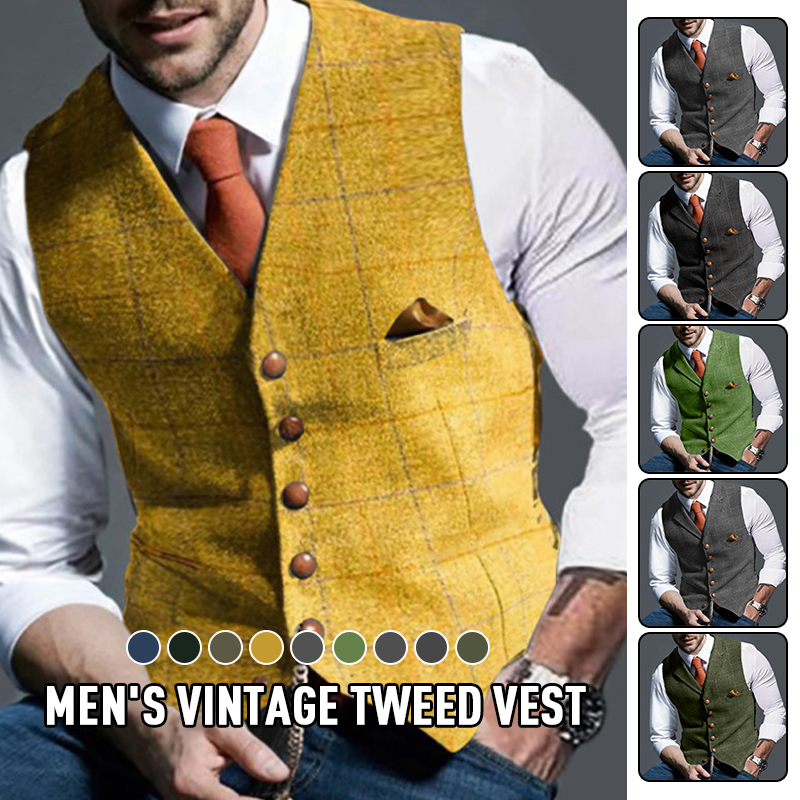 Fashion Men's Vests Lapel Twee - Men Formal Wear Vest avaliação e preço