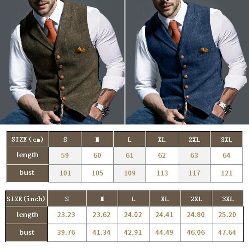 Fashion Men's Vests Lapel Twee - Men Formal Wear Vest avaliação e preço