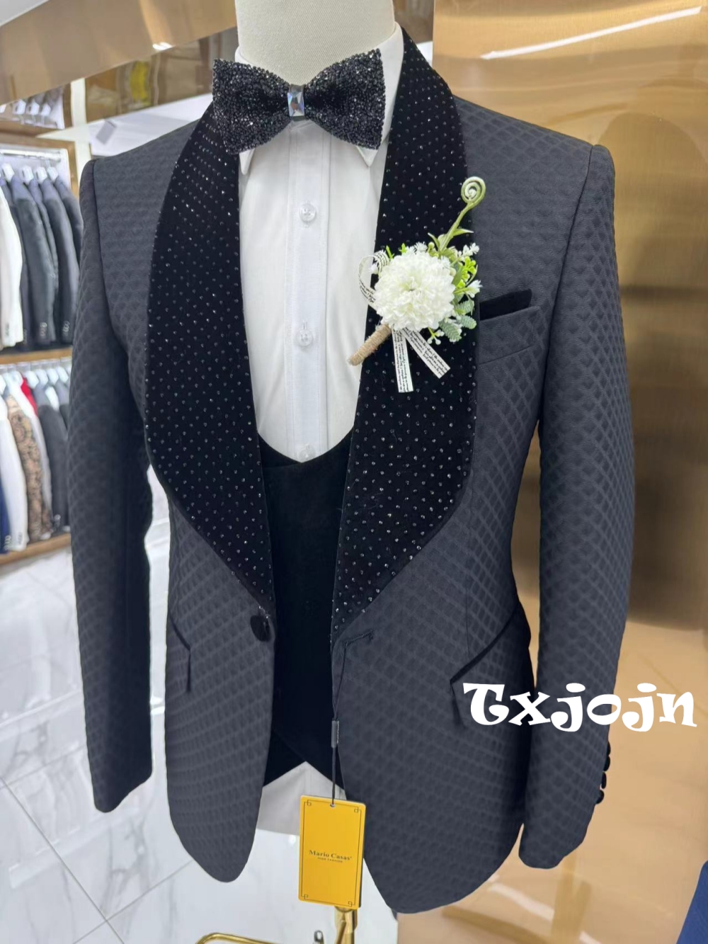 New Luxurious Beaded Tuxedo 3  - Men Formal Wear Pants avaliação e preço