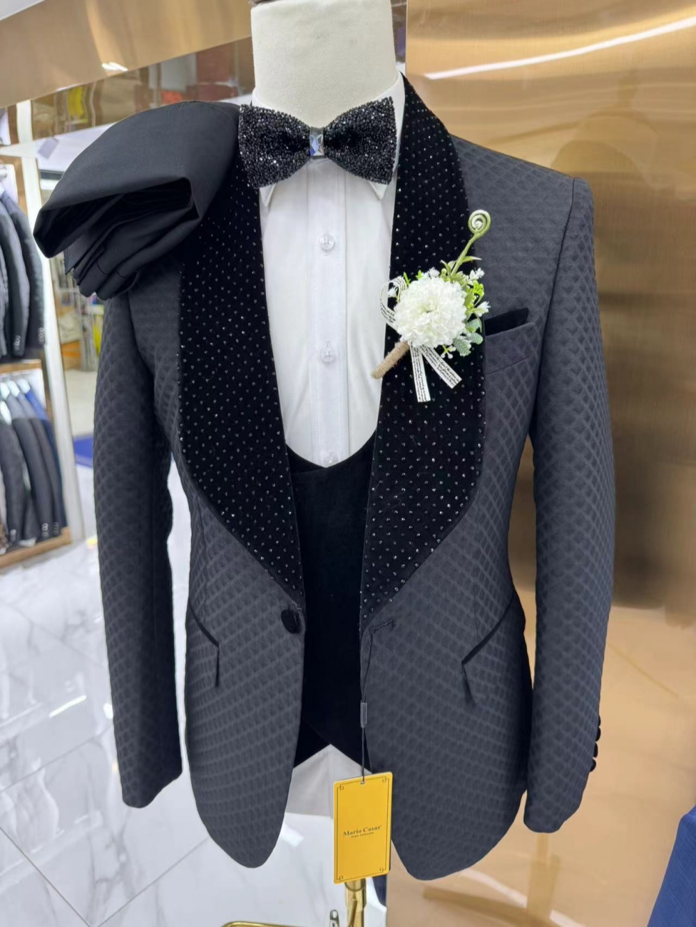 New Luxurious Beaded Tuxedo 3  - Men Formal Wear Pants avaliação e preço