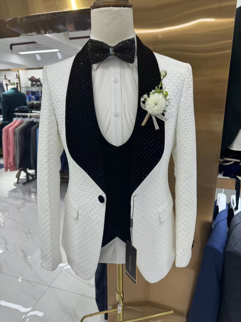 New Luxurious Beaded Tuxedo 3  - Men Formal Wear Pants avaliação e preço
