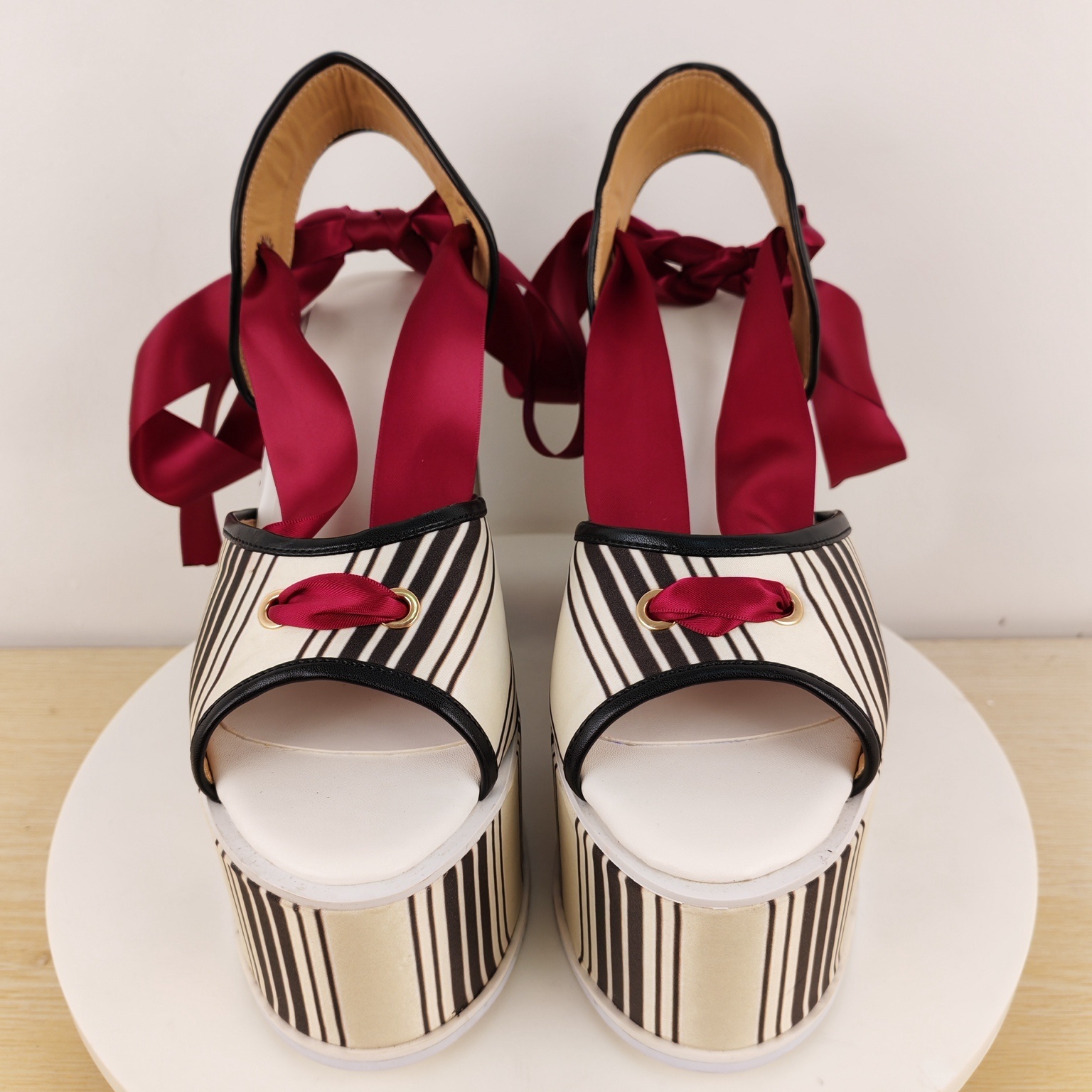 Women's Striped Canvas Chunky  - Satin Bow Tie avaliação e preço
