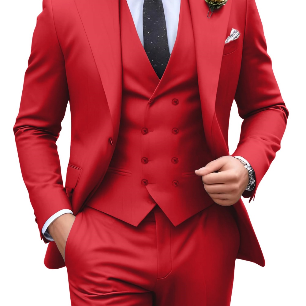 3 Pieces Solid Color Men Suits - Men Formal Wear Pants avaliação e preço