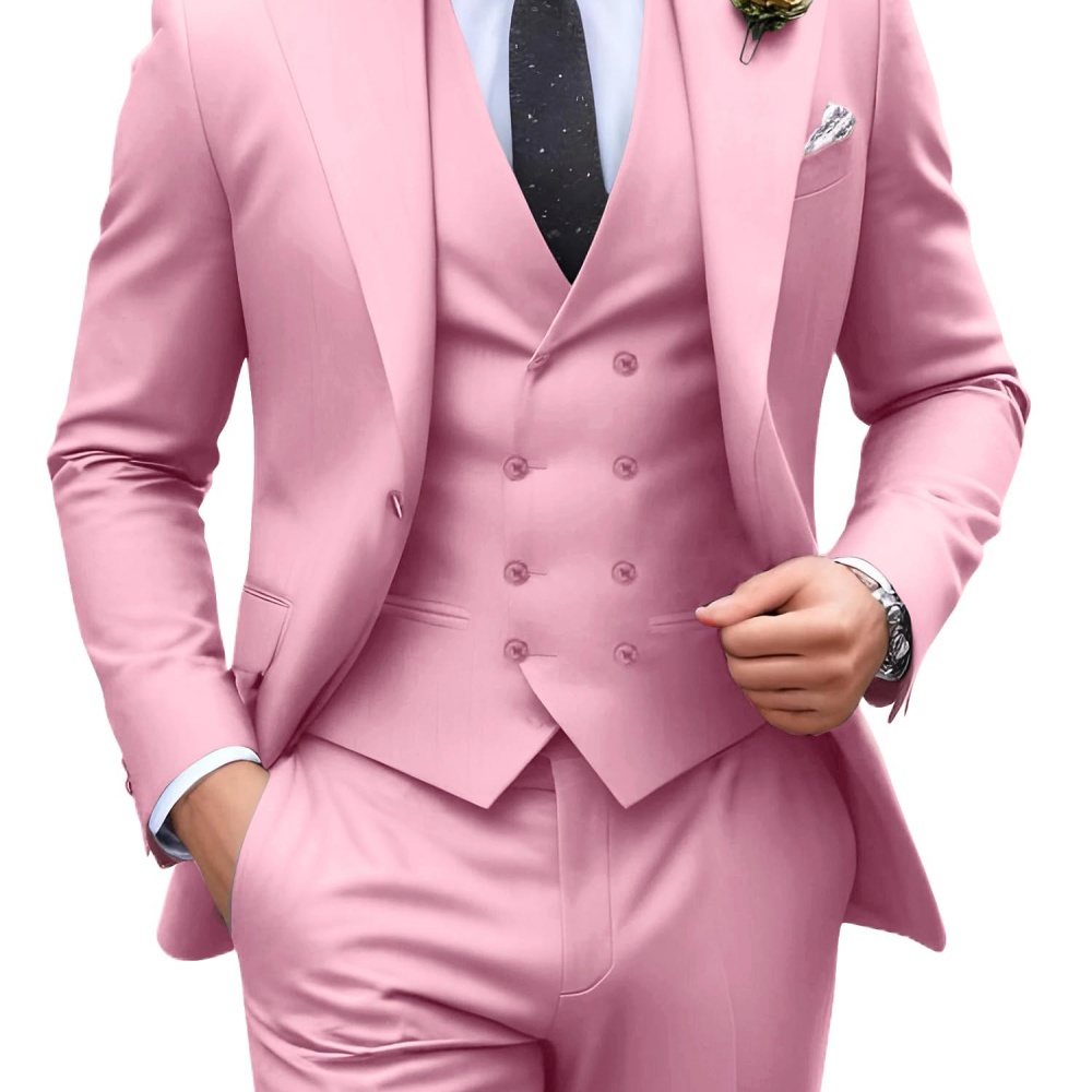 3 Pieces Solid Color Men Suits - Men Formal Wear Pants avaliação e preço