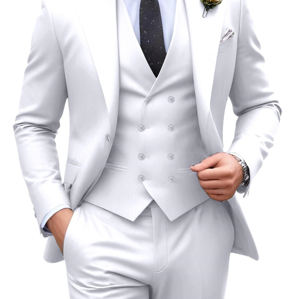 3 Pieces Solid Color Men Suits - Men Formal Wear Pants avaliação e preço