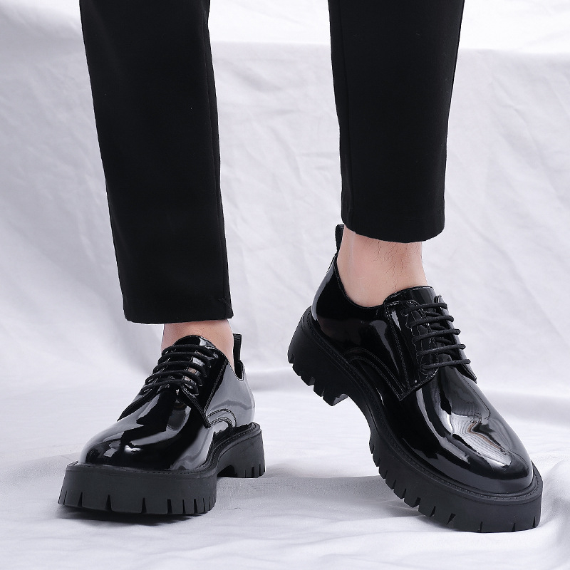 Mens Black Patent Leather Lace - Men Formal Wear All Black avaliação e preço