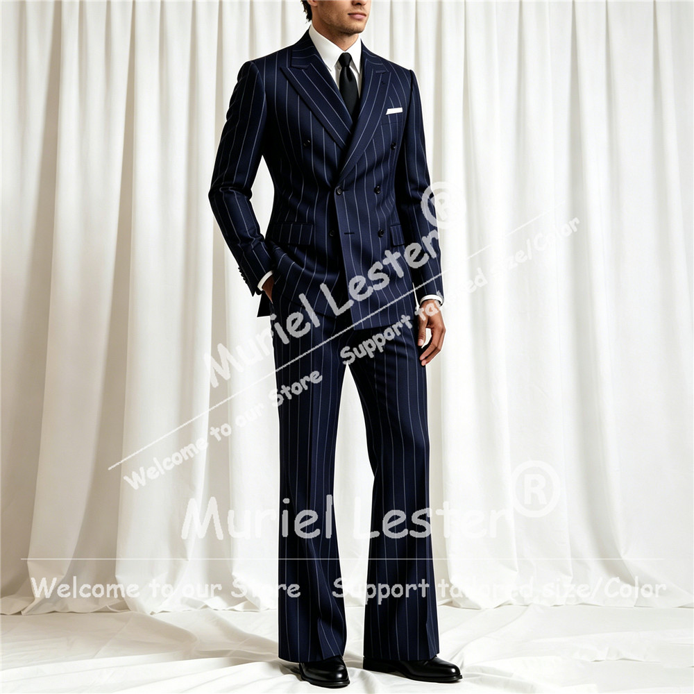 Elegant Stripes Suit Men 2 Pie - Men Formal Wear Pants avaliação e preço
