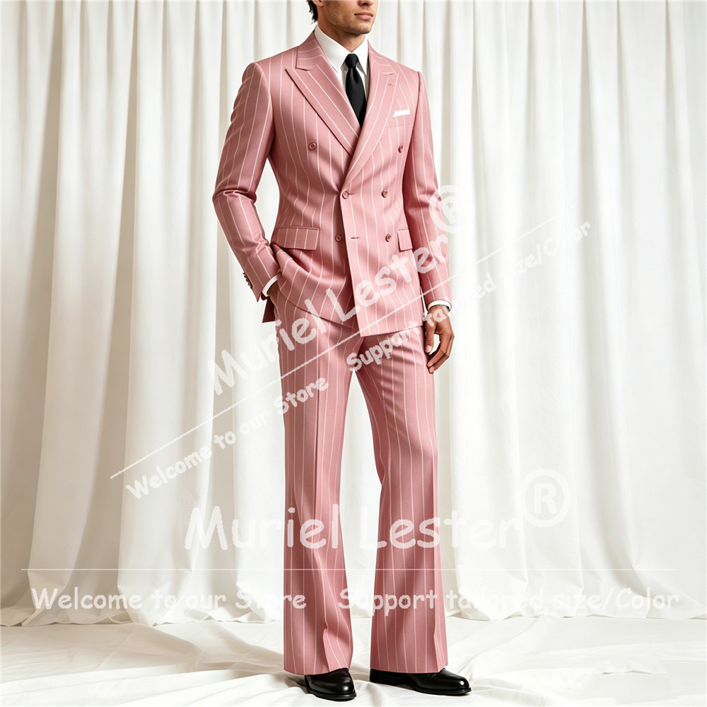 Elegant Stripes Suit Men 2 Pie - Men Formal Wear Pants avaliação e preço