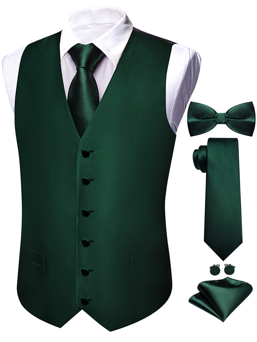 5PCS Mens Black Paisley Floral - Men Formal Wear Vest avaliação e preço