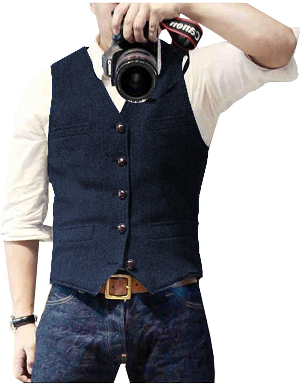 Men's Suit Vest V Neck Wool He - Men Formal Wear Vest avaliação e preço
