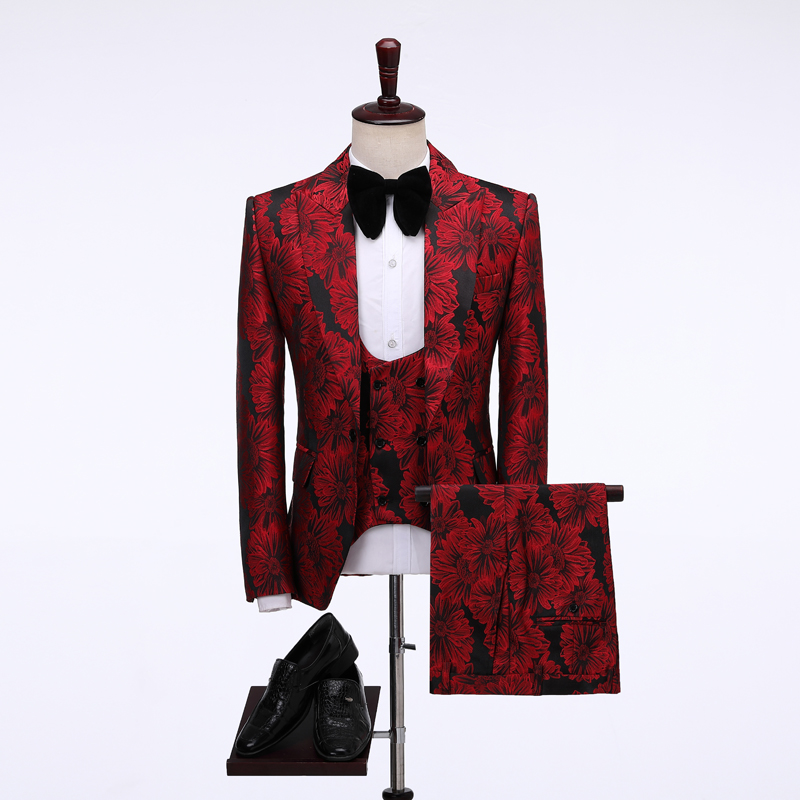 2026 Floral Men's Suits Groom  - Men Formal Wear Pants avaliação e preço
