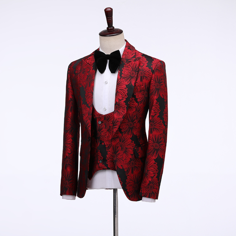2026 Floral Men's Suits Groom  - Men Formal Wear Pants avaliação e preço