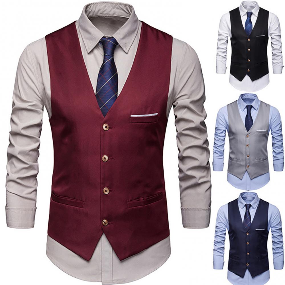 Dress Vests For Men Slim Fits  - Men Formal Wear Vest avaliação e preço