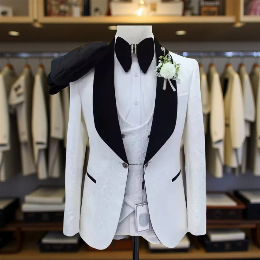 3 Pcs Floral Wedding Suits for - Men Formal Wear 2025 avaliação e preço