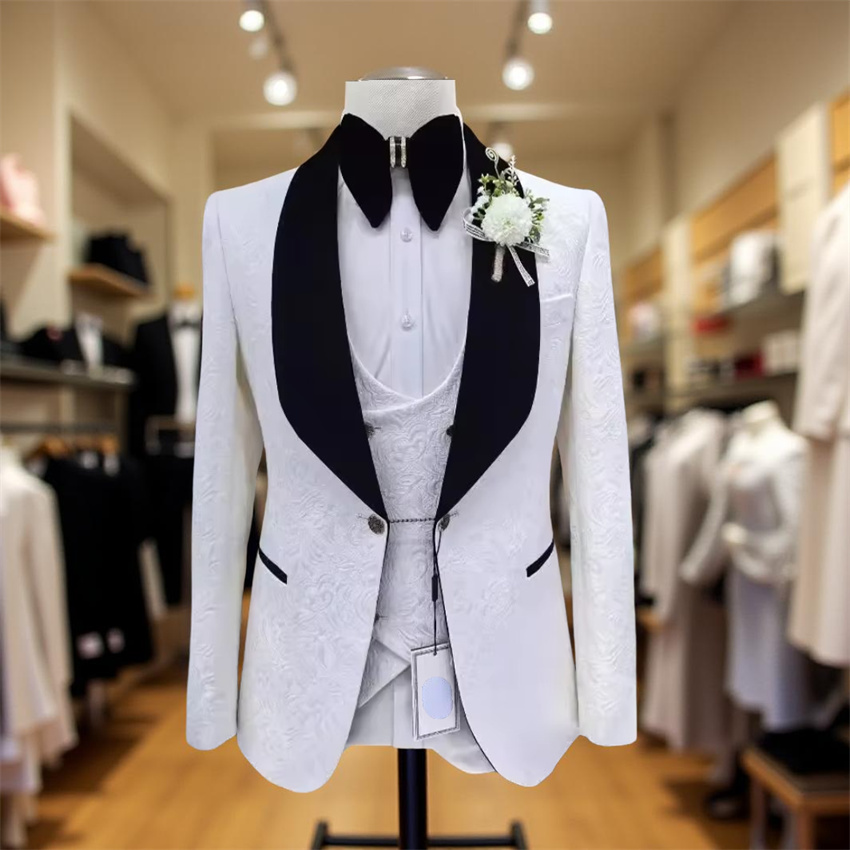 3 Pcs Floral Wedding Suits for - Men Formal Wear 2025 avaliação e preço
