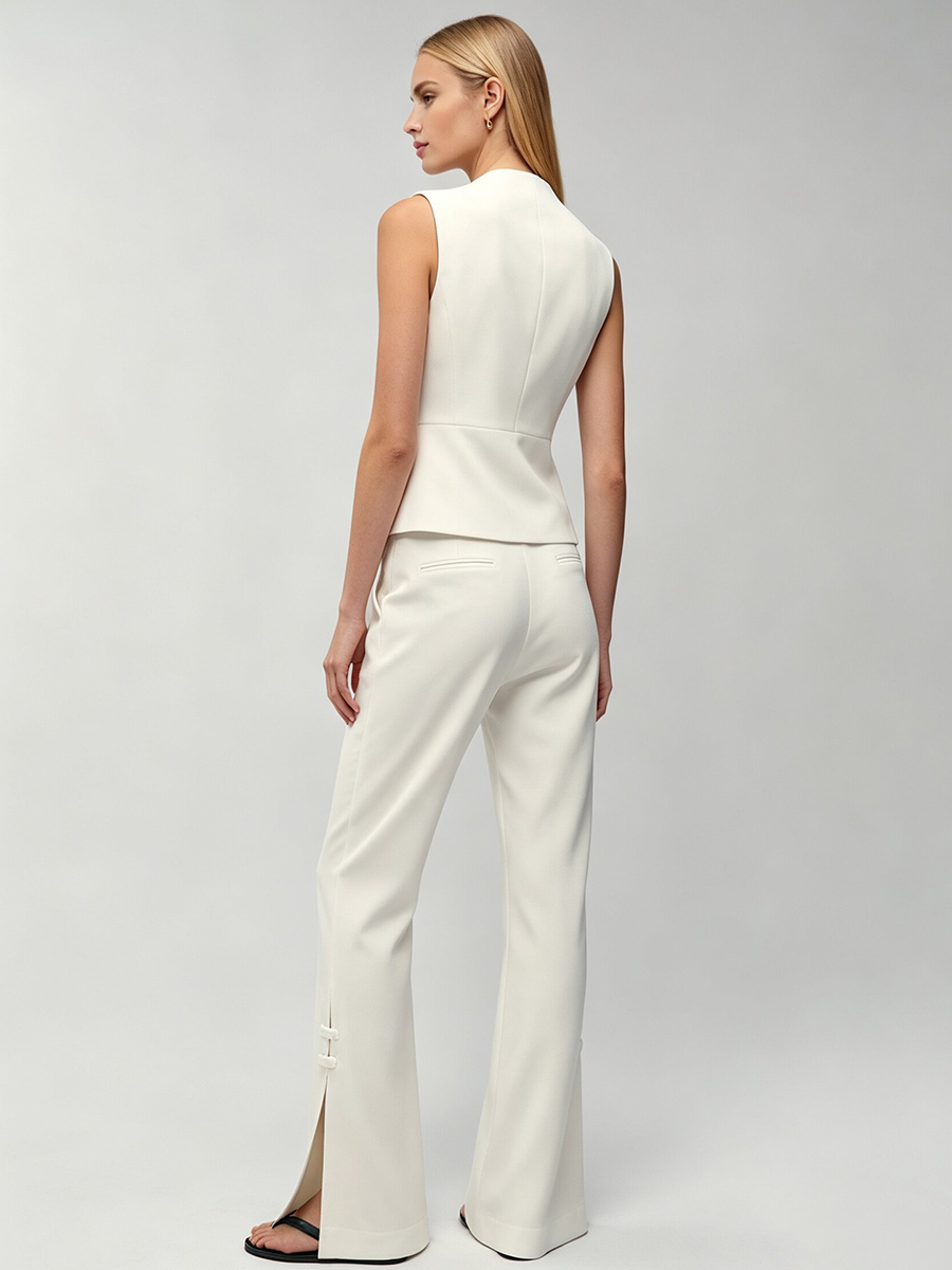 LIMO Women White Chinese Frog  - Men Formal Wear Vest avaliação e preço