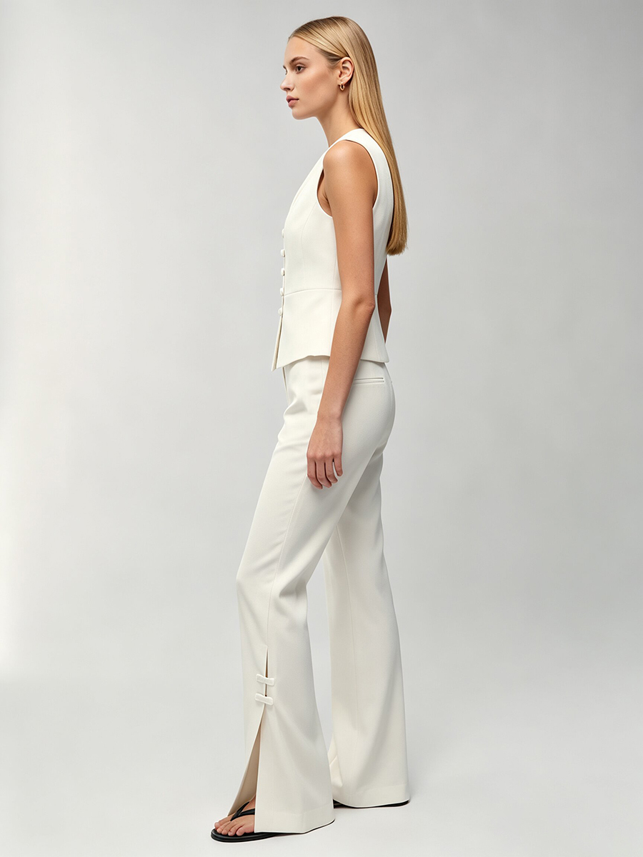 LIMO Women White Chinese Frog  - Men Formal Wear Vest avaliação e preço