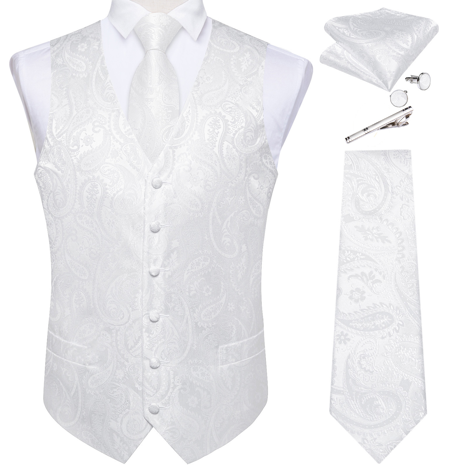 Pure White Wedding Vest for Ma - Men Formal Wear Vest avaliação e preço