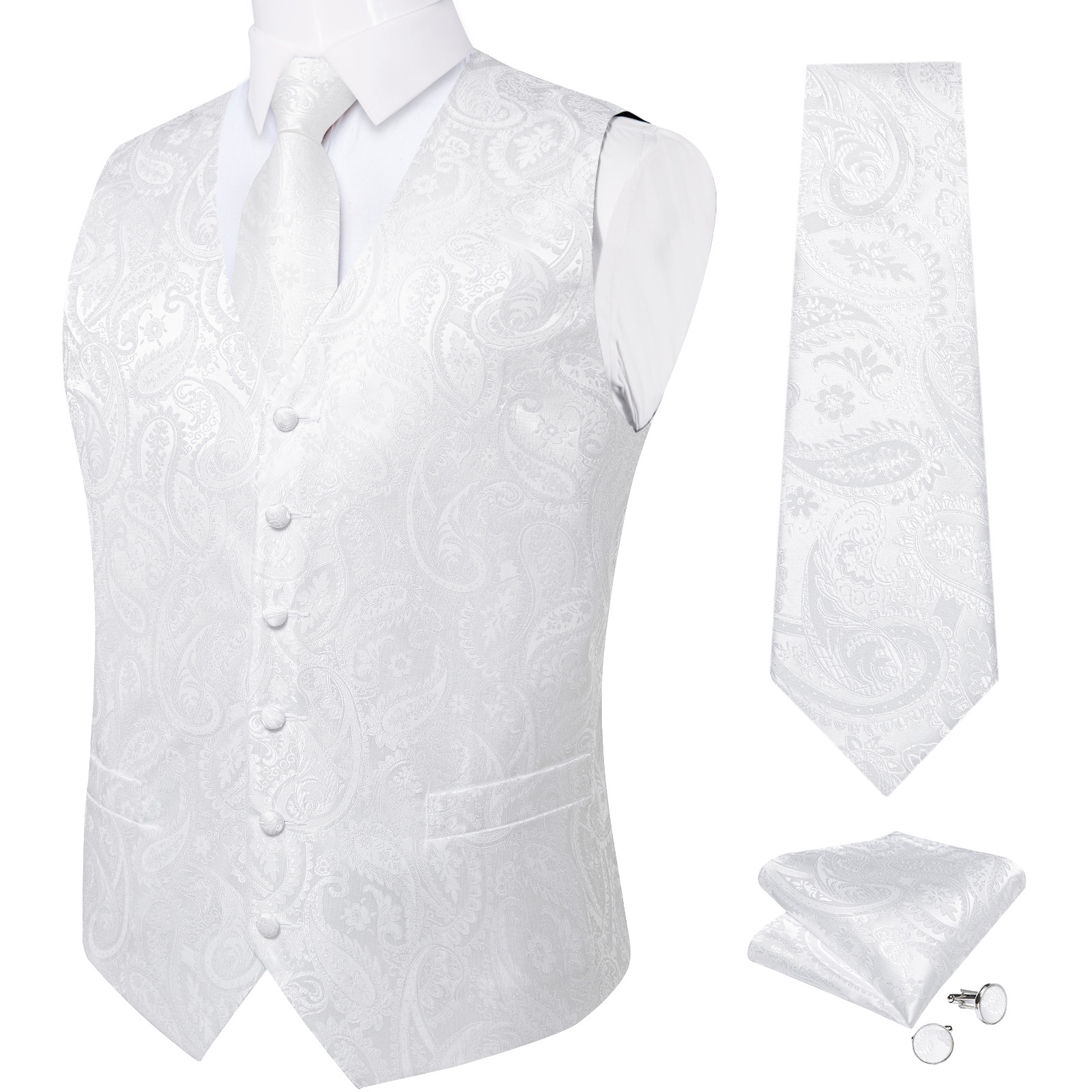Pure White Wedding Vest for Ma - Men Formal Wear Vest avaliação e preço