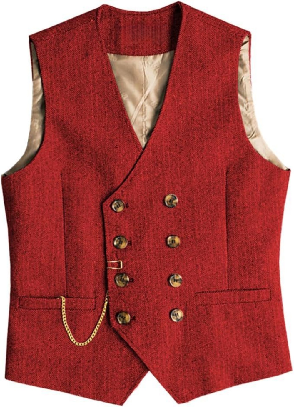 V Neck Men's Vest Herringbone  - Men Formal Wear Vest avaliação e preço
