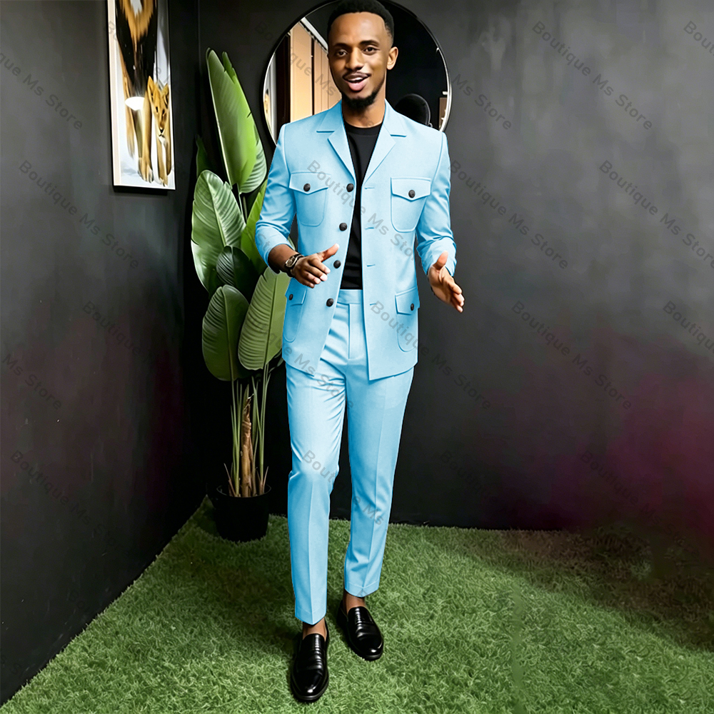 Men Safari Suit Two Piece Set  - Men Formal Wear Pants avaliação e preço