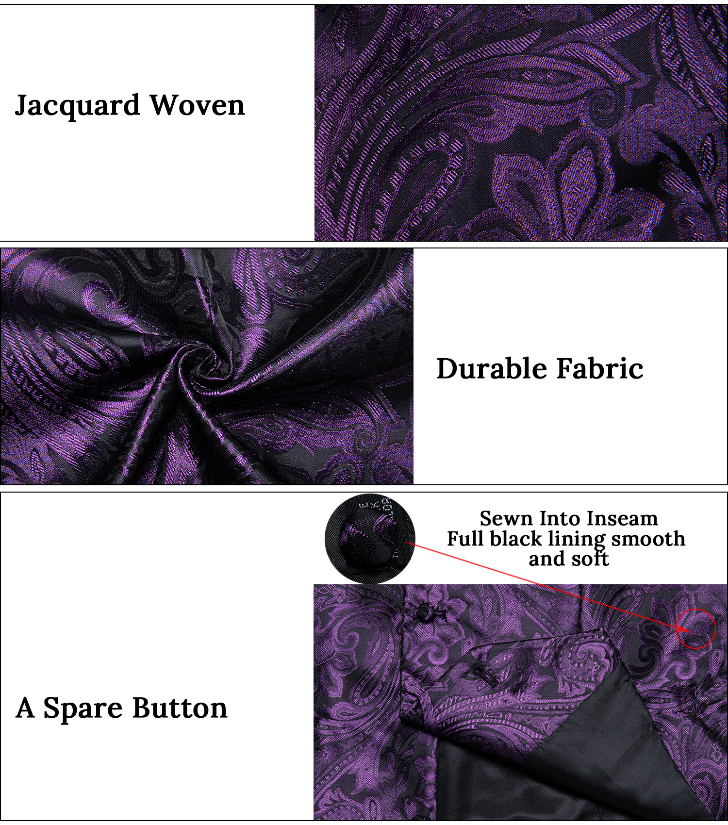 Purple Notch Lapel Paisley Wai - Men Formal Wear Vest avaliação e preço