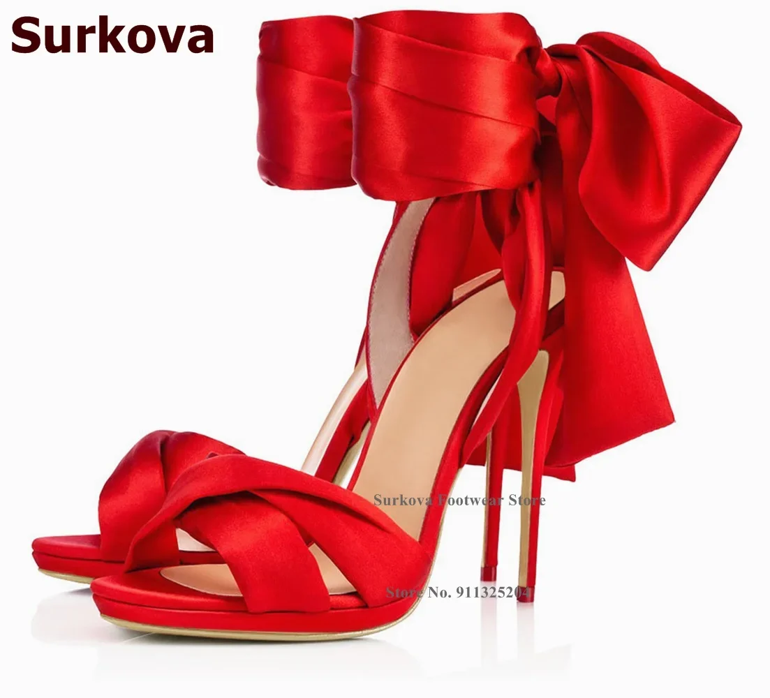 Surkova Hot Red Satin Fabric B - Satin Bow Tie avaliação e preço