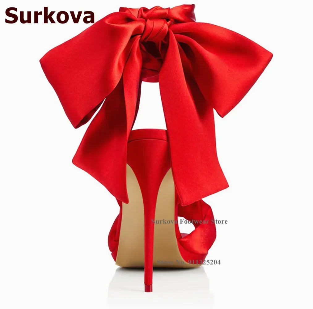 Surkova Hot Red Satin Fabric B - Satin Bow Tie avaliação e preço