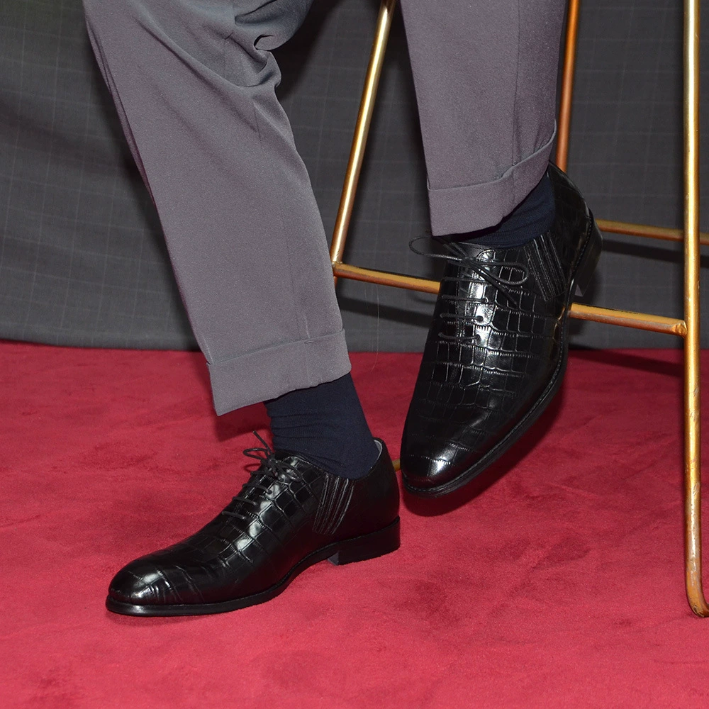 Men's Black Crocodile Pattern  - Men Formal Wear All Black avaliação e preço