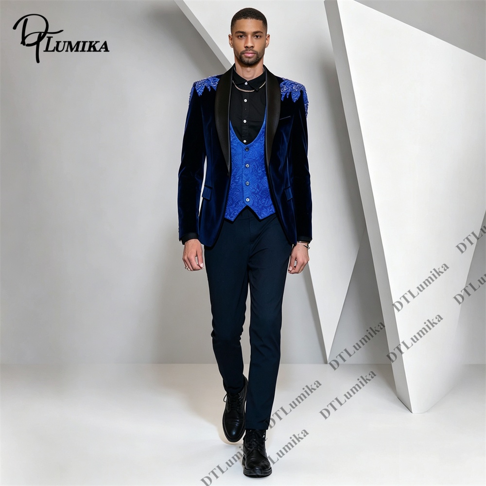 Peagent Men 3 Piece Velvet Sui - Men Formal Wear Pants avaliação e preço