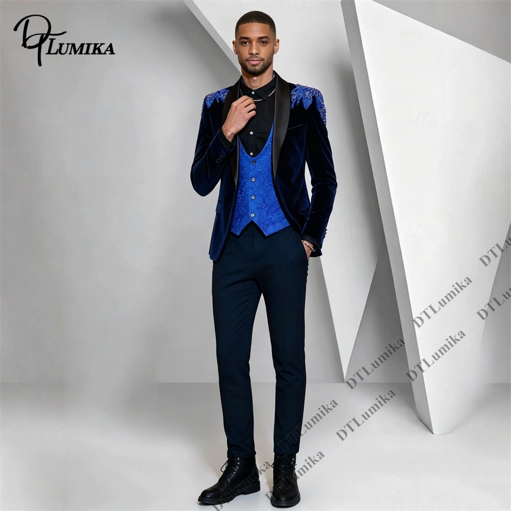 Peagent Men 3 Piece Velvet Sui - Men Formal Wear Pants avaliação e preço